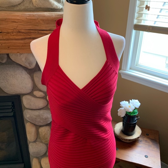 Marciano Fitted/stretch Red Dress tie neck ( NWT) - Picture 2 of 10